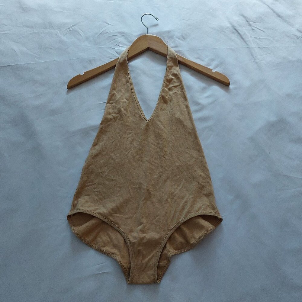 American Apparel Halter Top Deep V Bodysuit